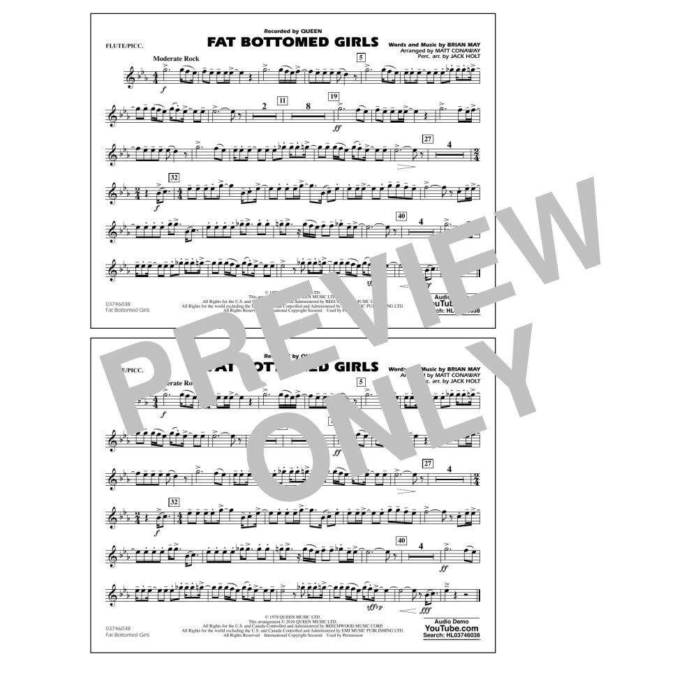 Fat Bottomed Girls - Flute/Piccolo