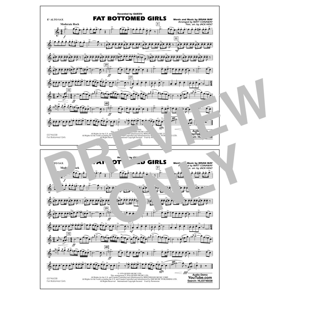 Fat Bottomed Girls - Eb Alto Sax