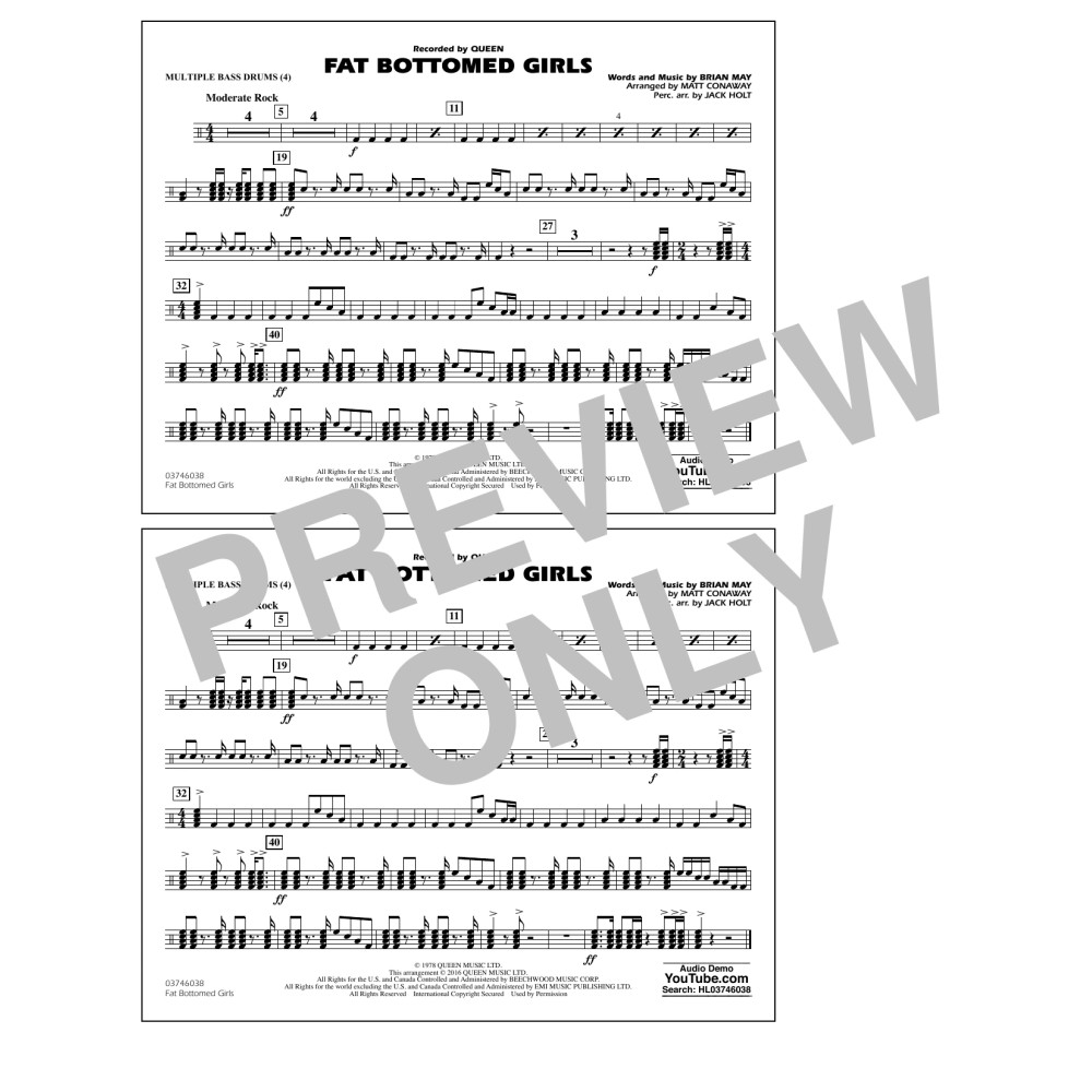 Fat Bottomed Girls - Multiple Bass Drums