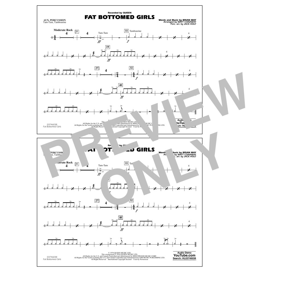 Fat Bottomed Girls - Aux Percussion
