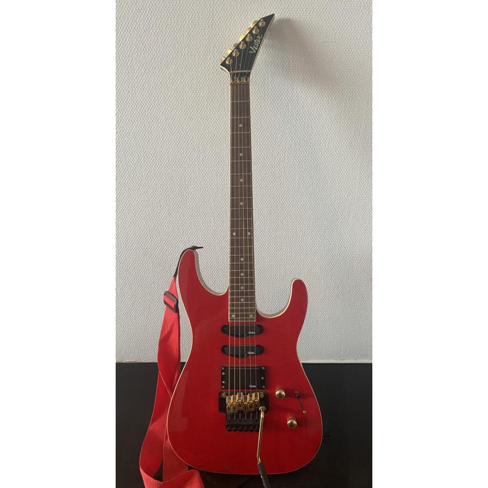 Vester JJR1290 Arce llameante rojo y dorado - Floyd Rose MIK 1994 + Estuche nuevo
