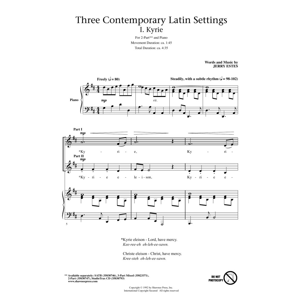 Three Contemporary Latin Settings