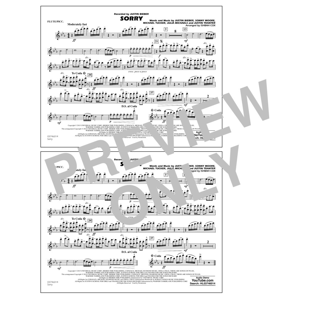 Sorry - Flute/Piccolo