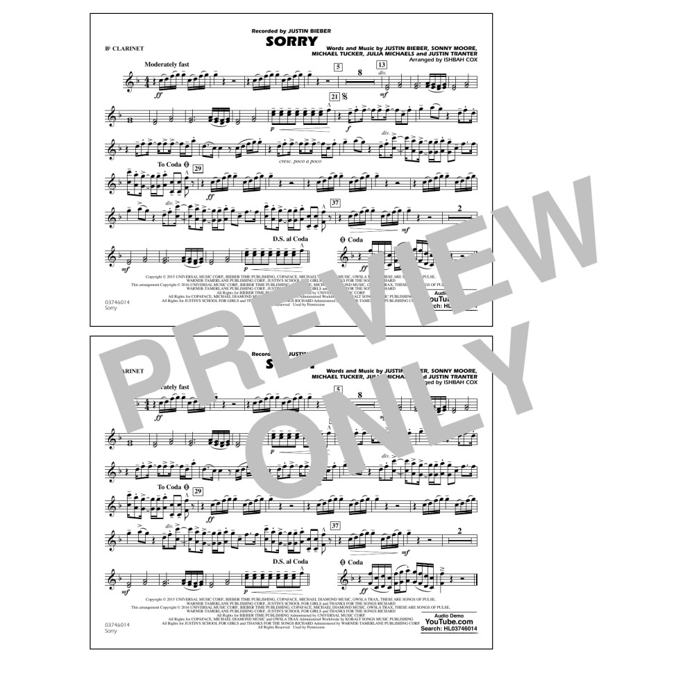 Sorry - Bb Clarinet