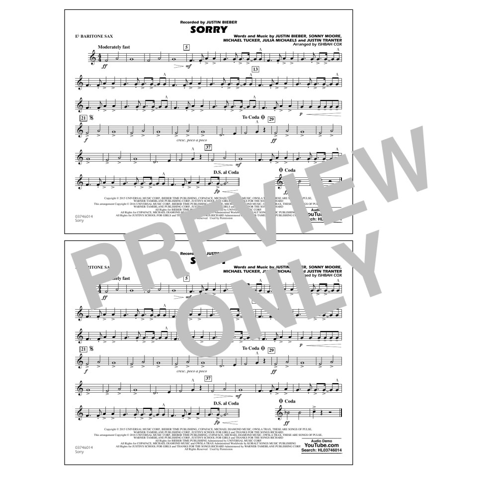 Sorry - Eb Baritone Sax