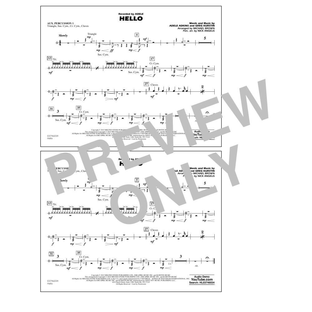 Hello - Aux. Percussion 1