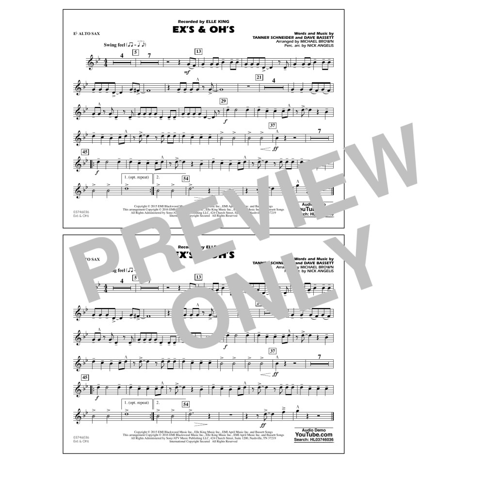 Ex's & Oh's - Eb Alto Sax