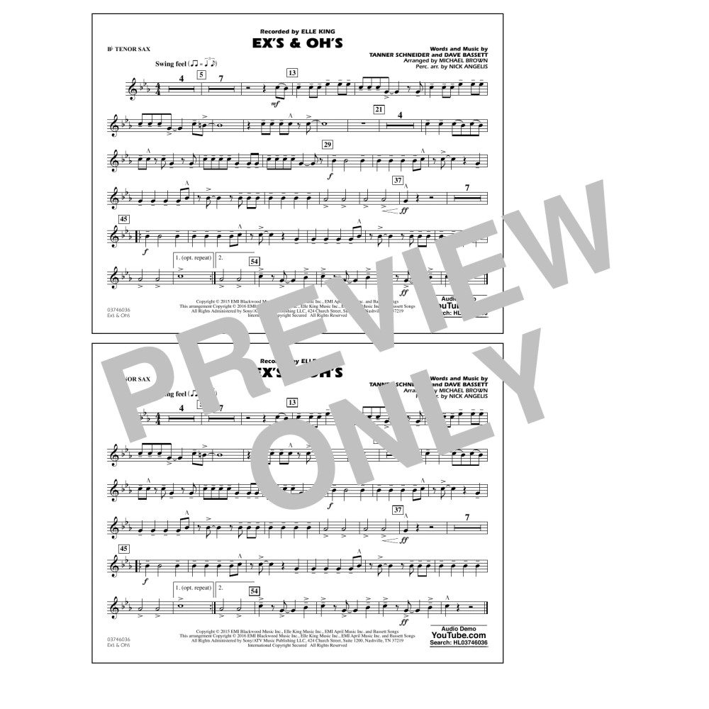 Ex's & Oh's - Bb Tenor Sax