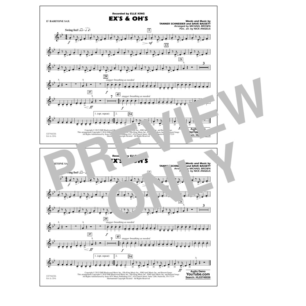 Ex's & Oh's - Eb Baritone Sax