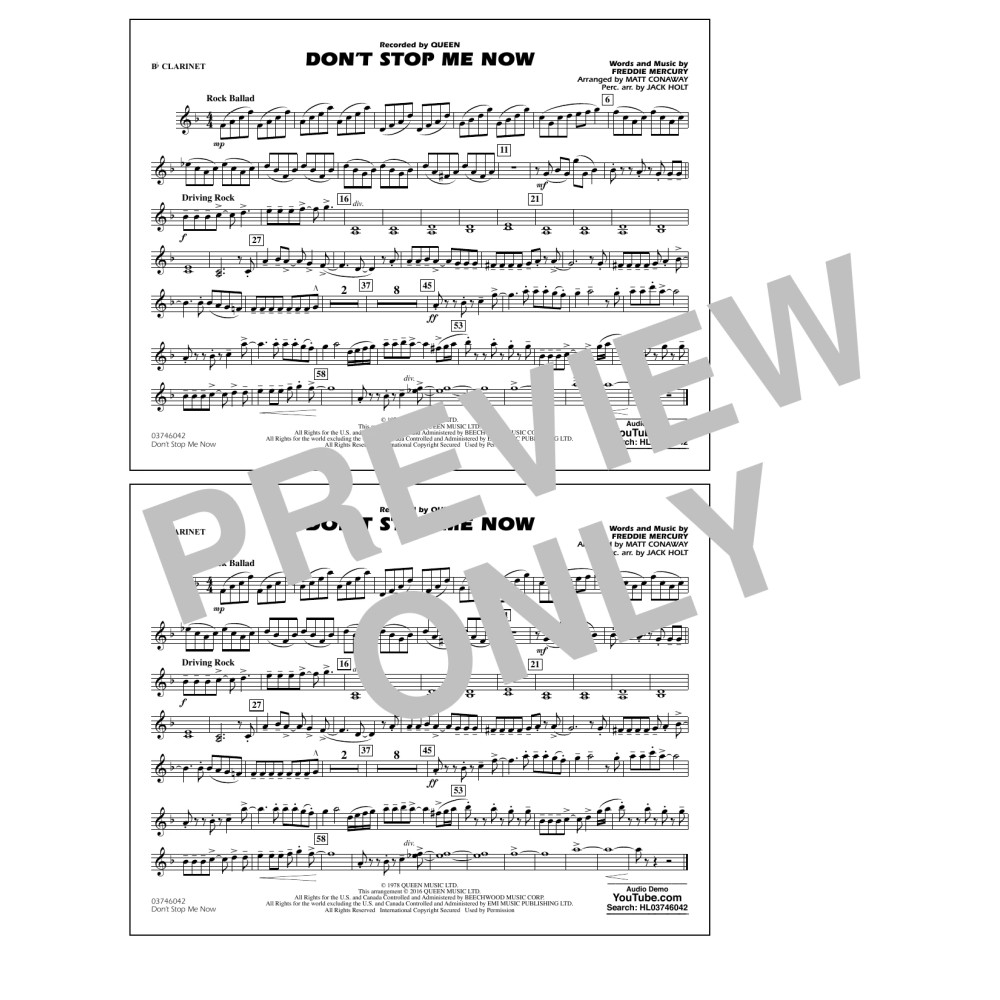 Don't Stop Me Now - Bb Clarinet