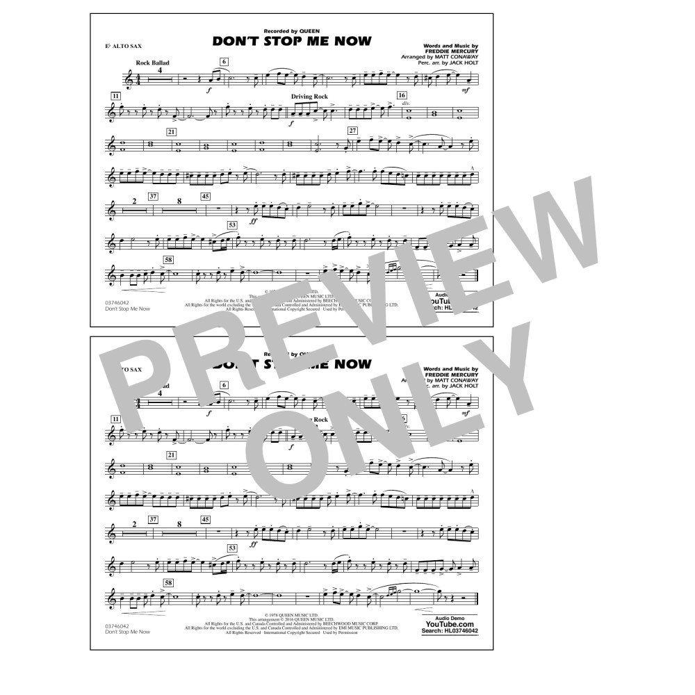 Don't Stop Me Now - Eb Alto Sax