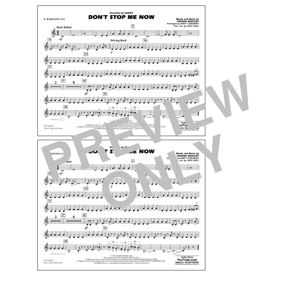 Don't Stop Me Now - Eb Baritone Sax
