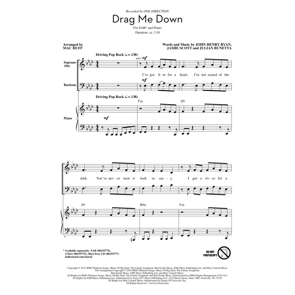 Drag Me Down (arr. Mac Huff)