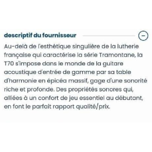 La Lâg Tramontane T70A es una guitarra acústica ideal para músicos de todos los niveles. Con una calidad de construcción 