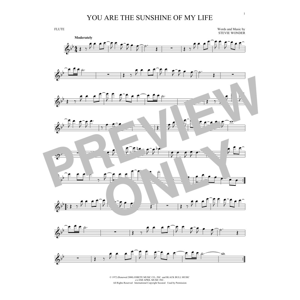 You Are The Sunshine Of My Life