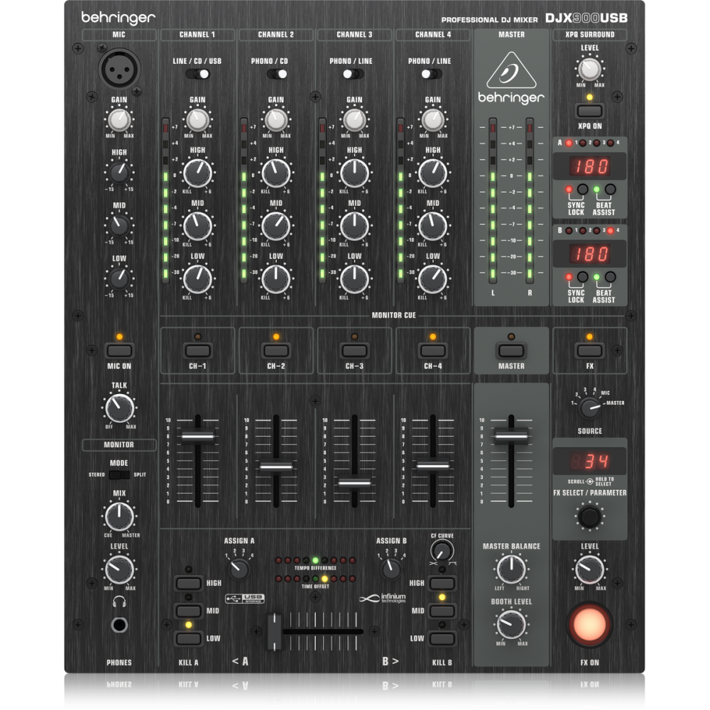 Behringer Pro Mixer DJX900USB 4-channel DJ Mixer