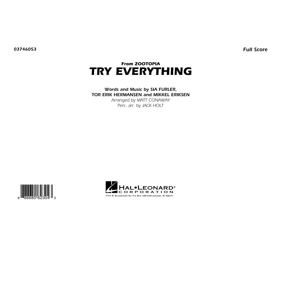 Try Everything (from Zootopia) - Conductor Score (Full Score)