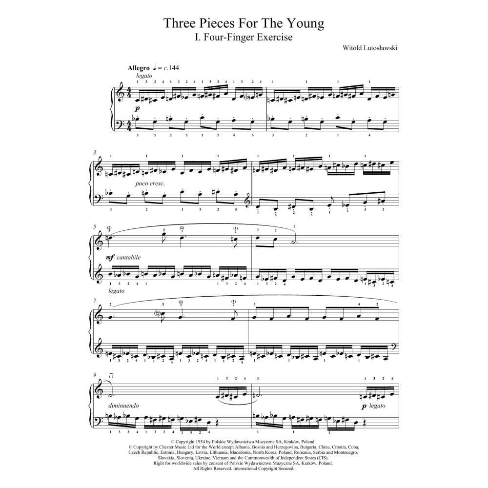 Three Pieces For The Young, 1. Four Finger Exercise