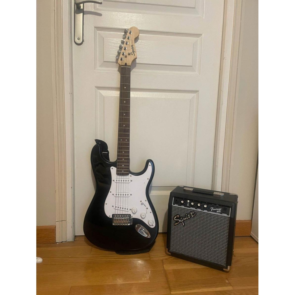 Squier Electric Guitar Pack - Squier Stratocaster + Squier 10W Amplifier, like new.
