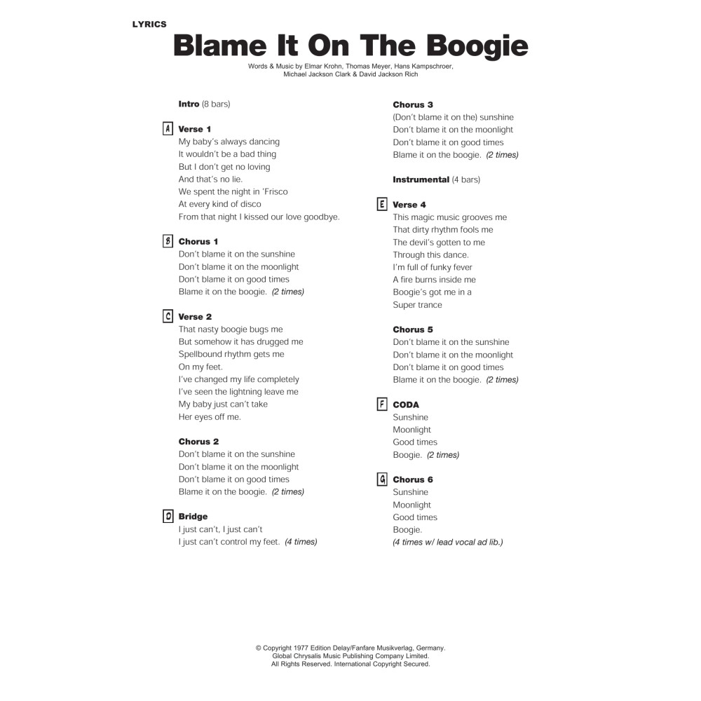 Blame It On The Boogie