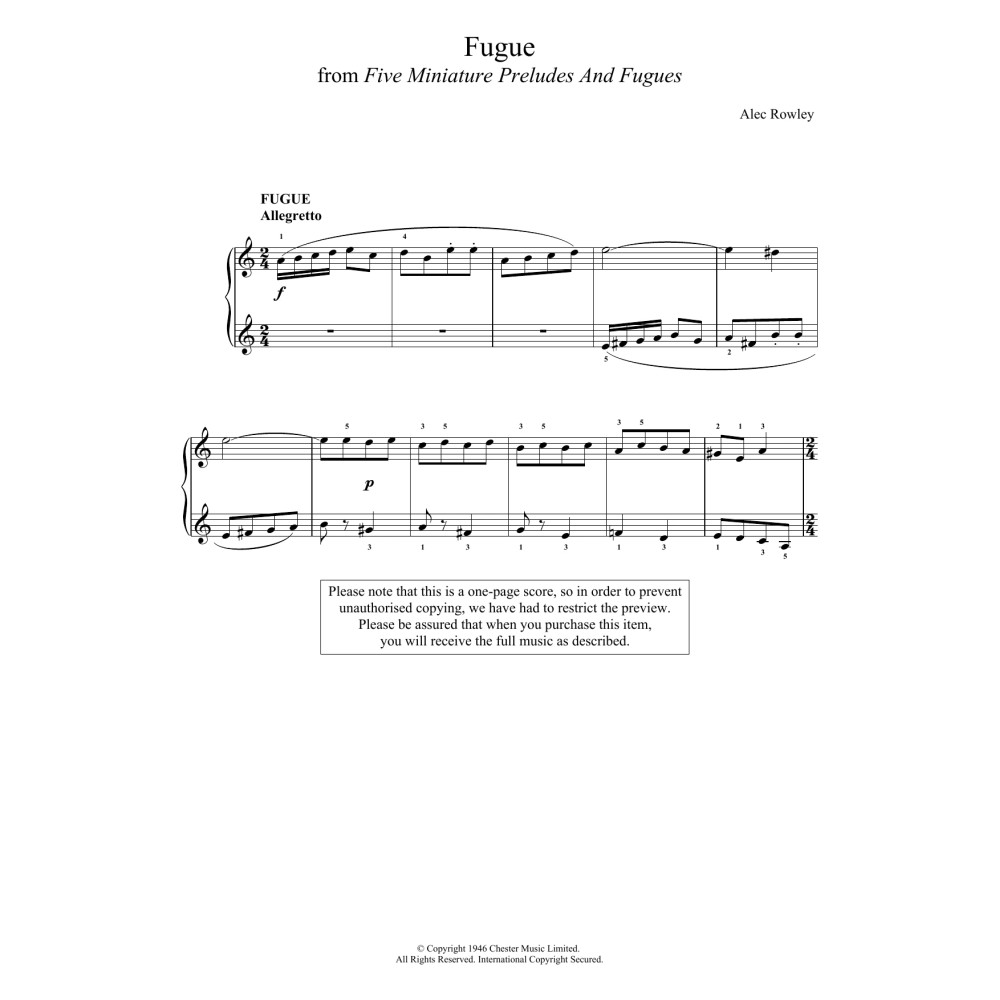 Five Miniature Preludes And Fugues
