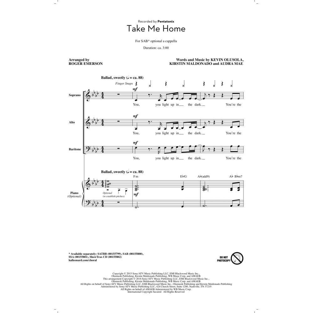 Take Me Home (arr. Roger Emerson)
