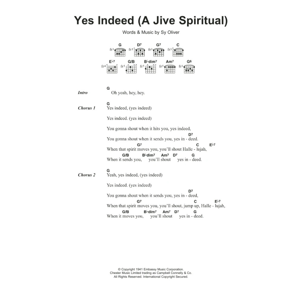 Yes Indeed (A Jive Spiritual)