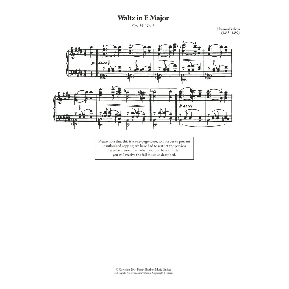 Waltz In E Major, Op.39 No.2