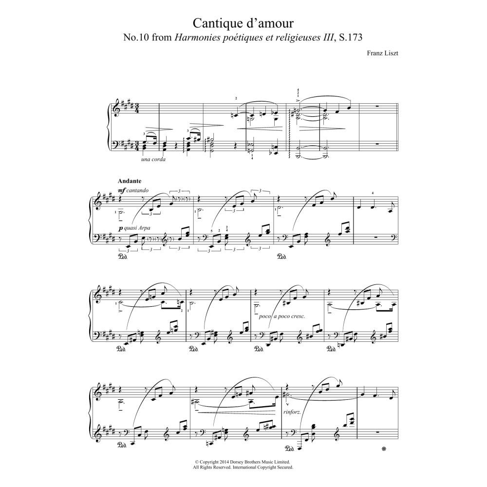 Harmonies Poétiques Et Réligieuses For Piano No.10: Cantique D'amour