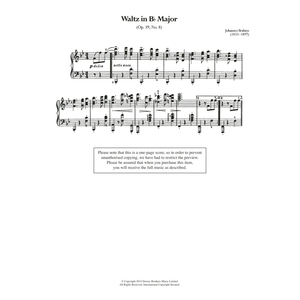 Waltz In B Flat, Op.39 No.8