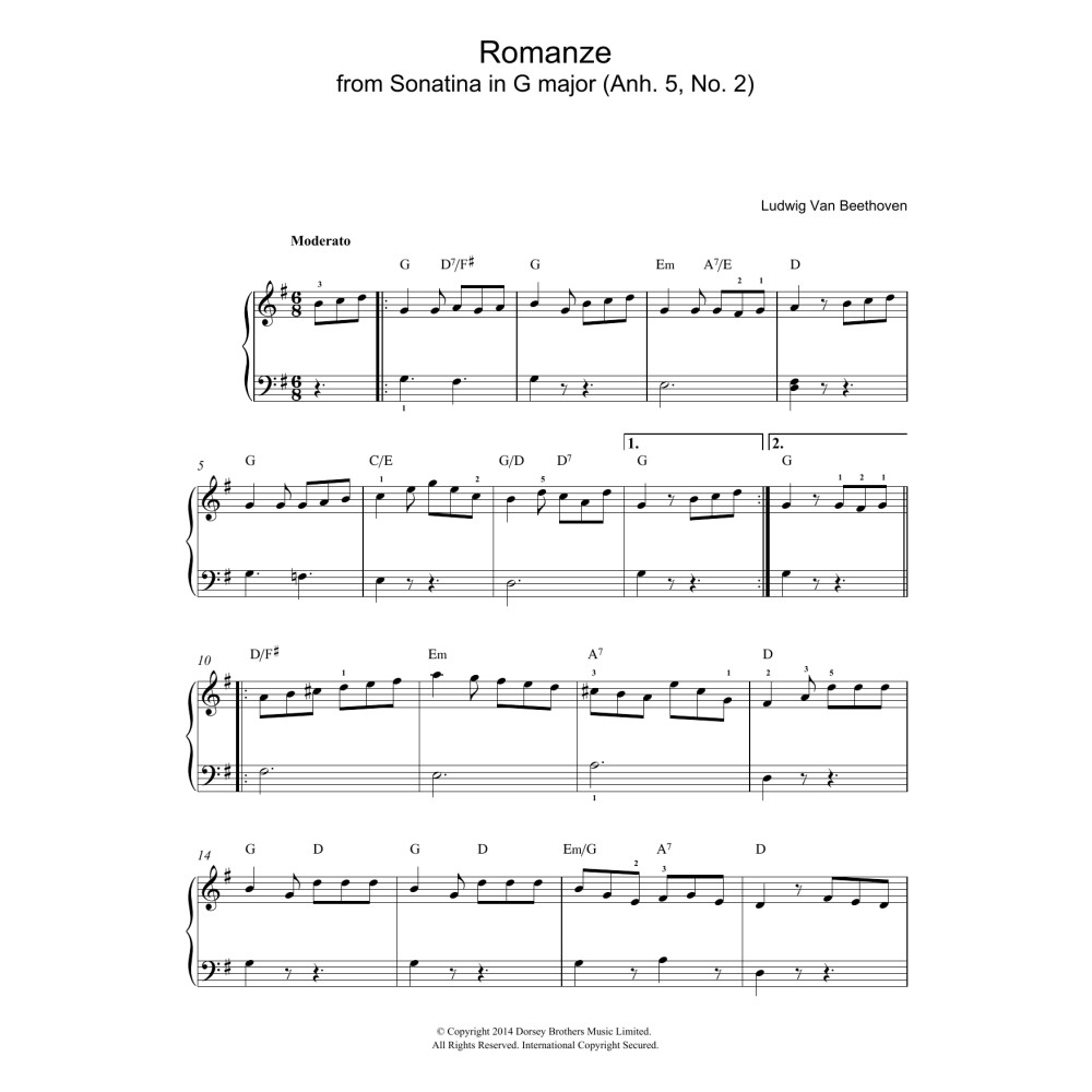 Romanze From Sonatina In G Major (Anh. 5, No. 2)