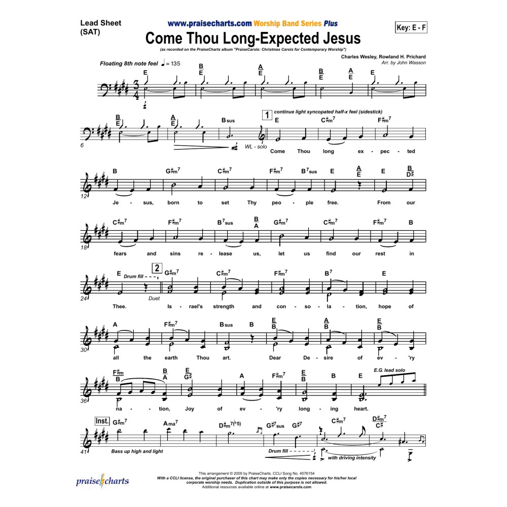 Come Thou Long Expected Jesus - Orchestration