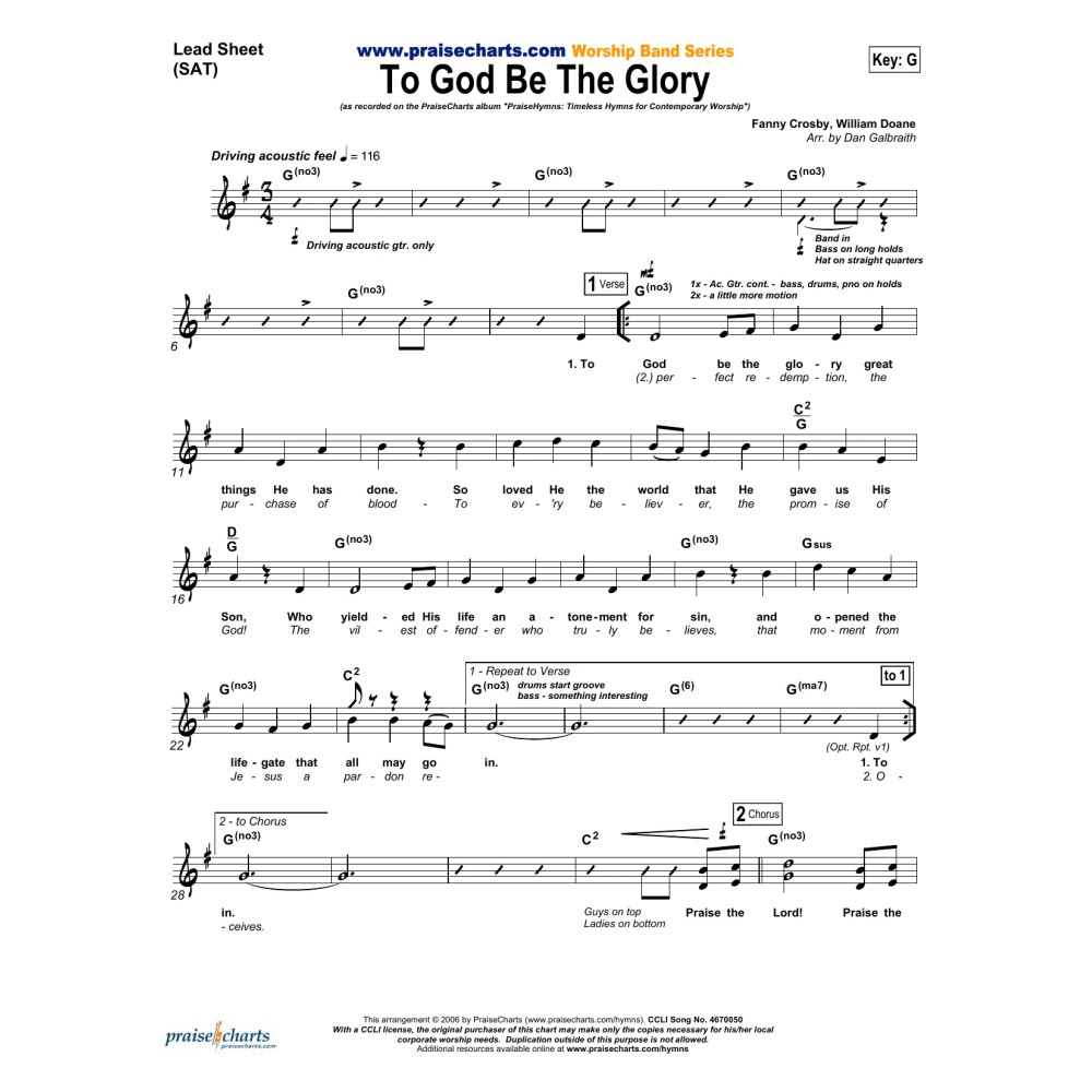 To God Be The Glory - Orchestration