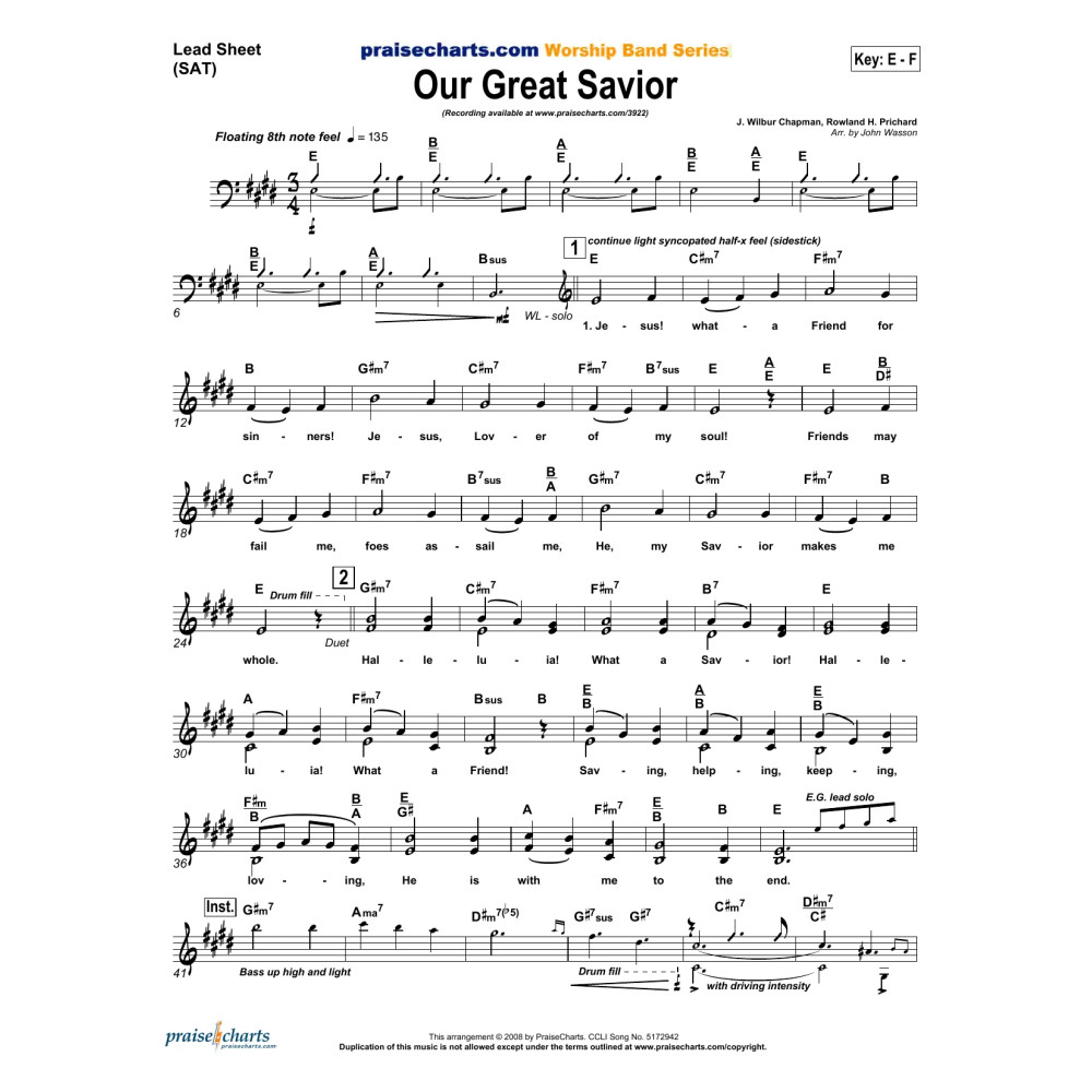 Our Great Savior - Orchestration
