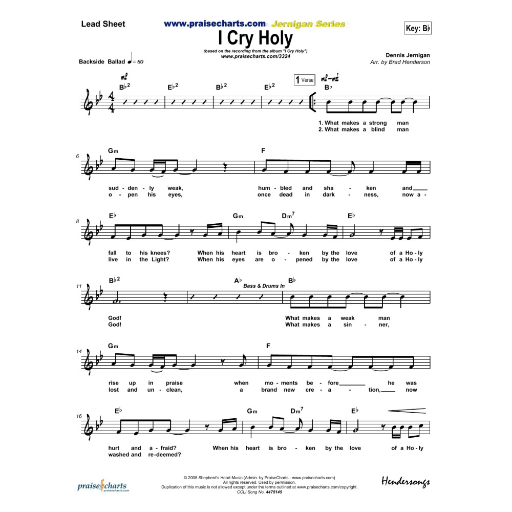 I Cry Holy - Orchestration
