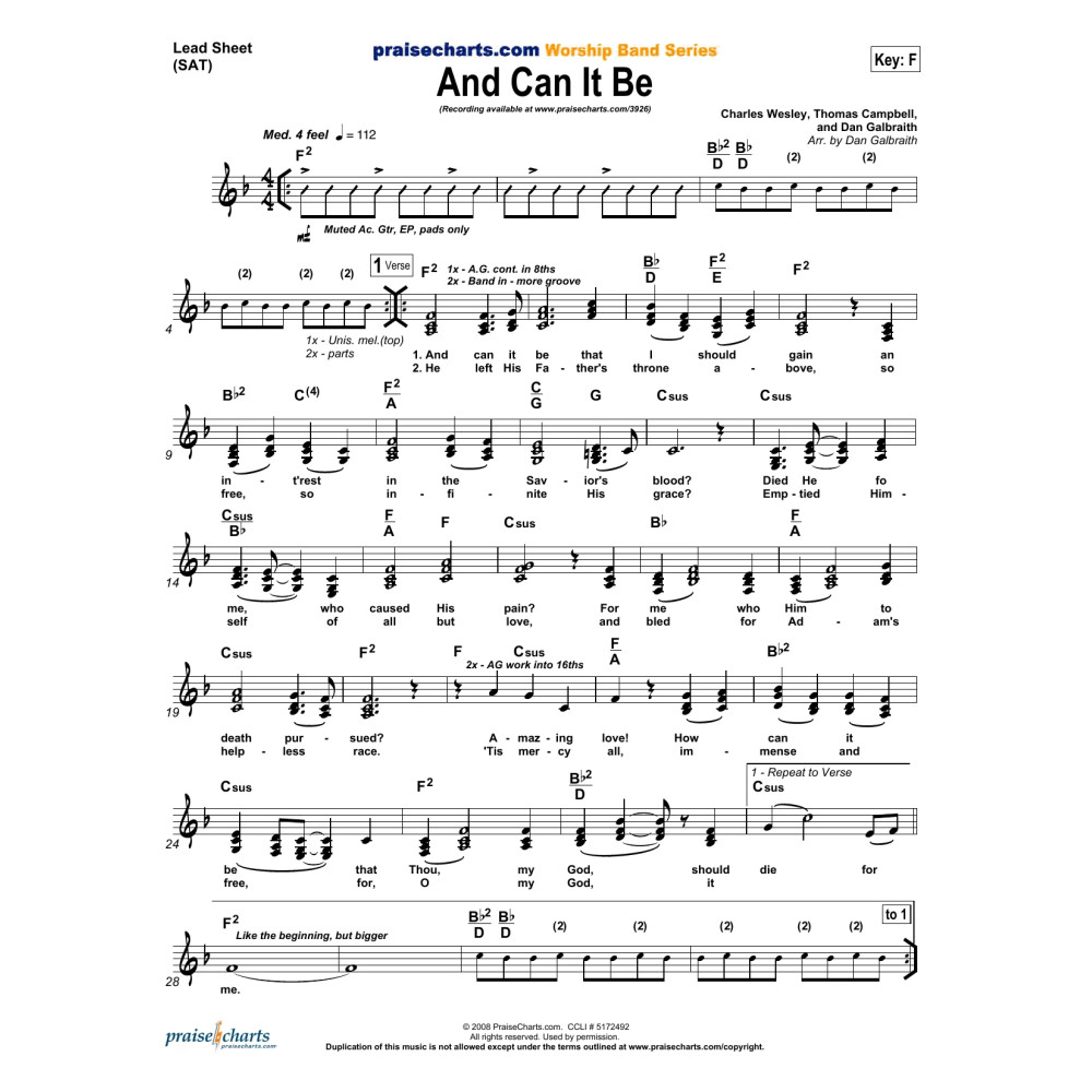And Can It Be - Orchestration