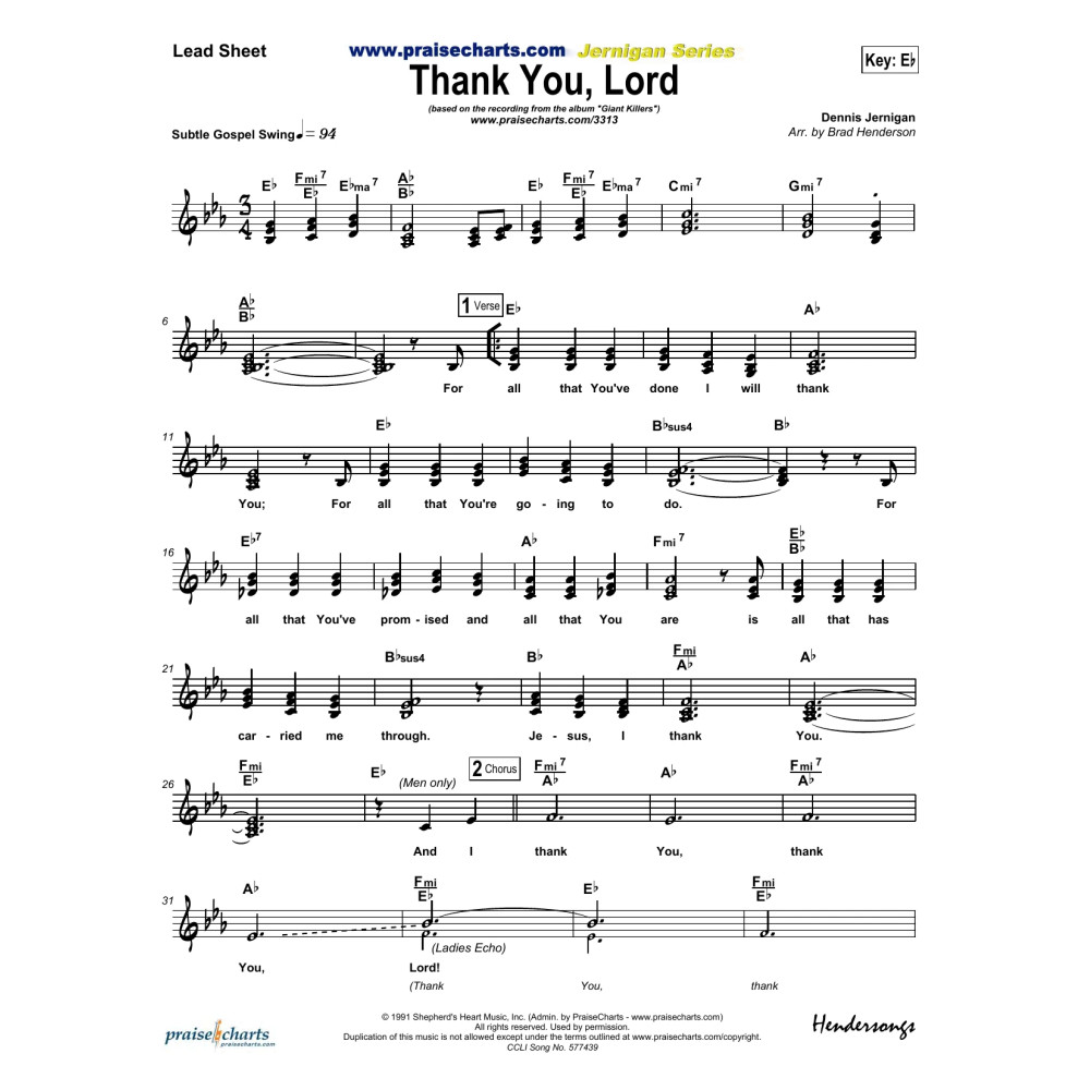 Thank You Lord - Orchestration