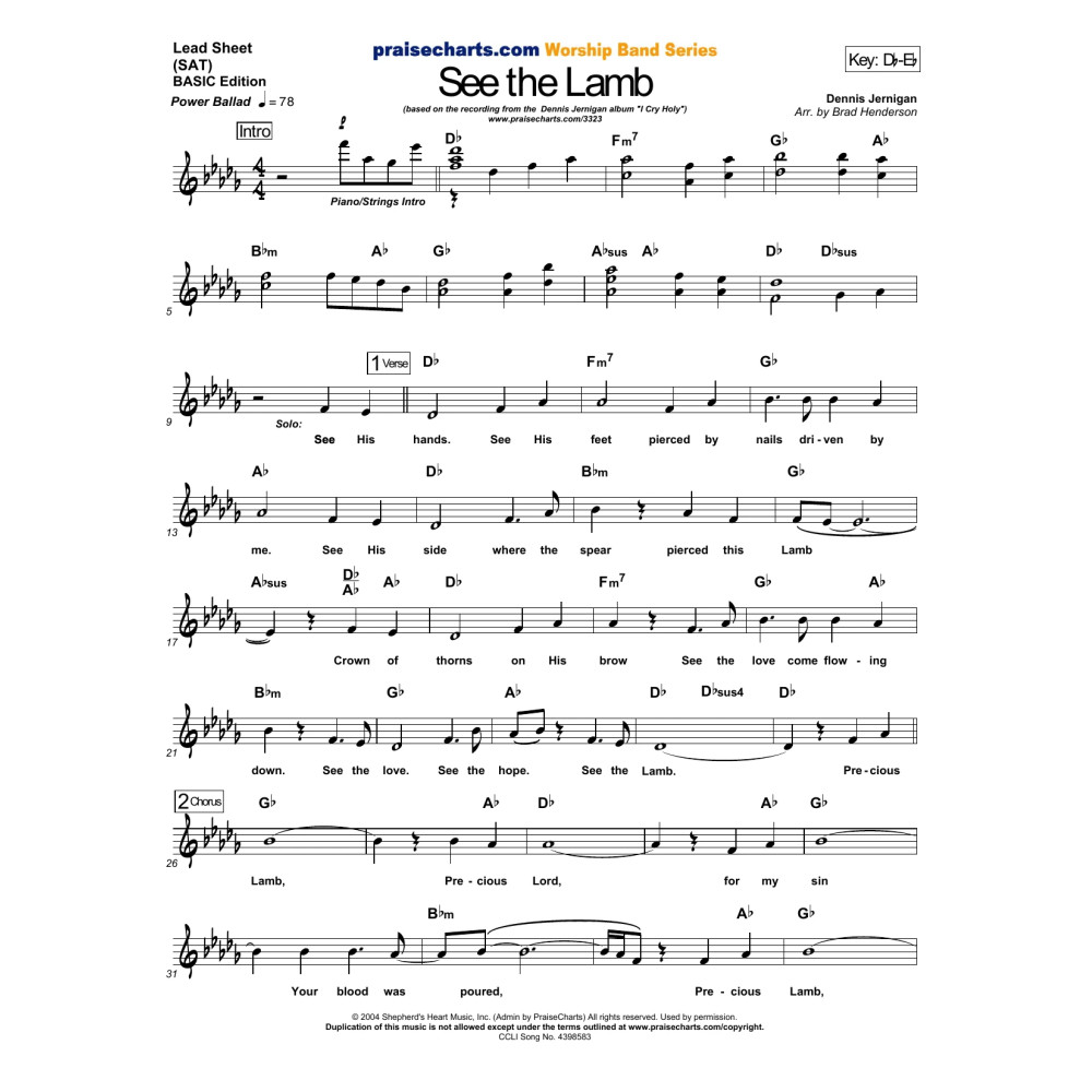 See The Lamb - Orchestration