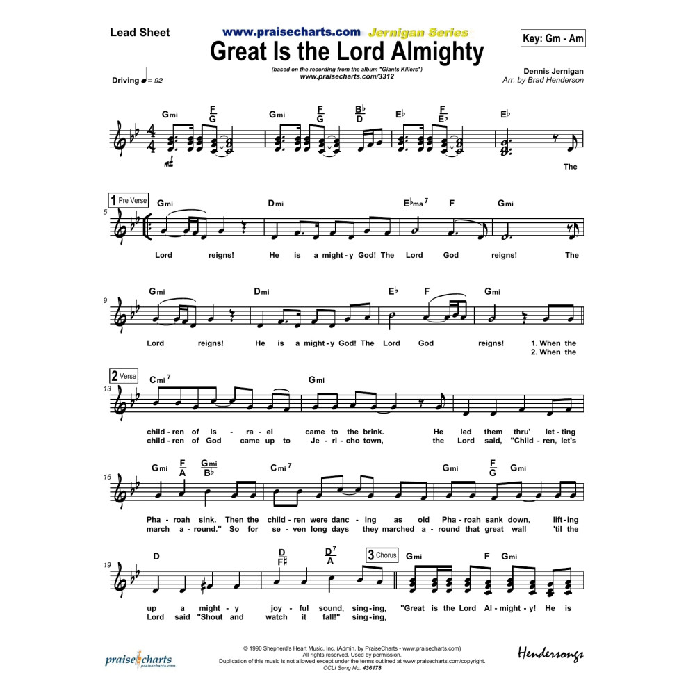 Great Is The Lord Almighty - Orchestration
