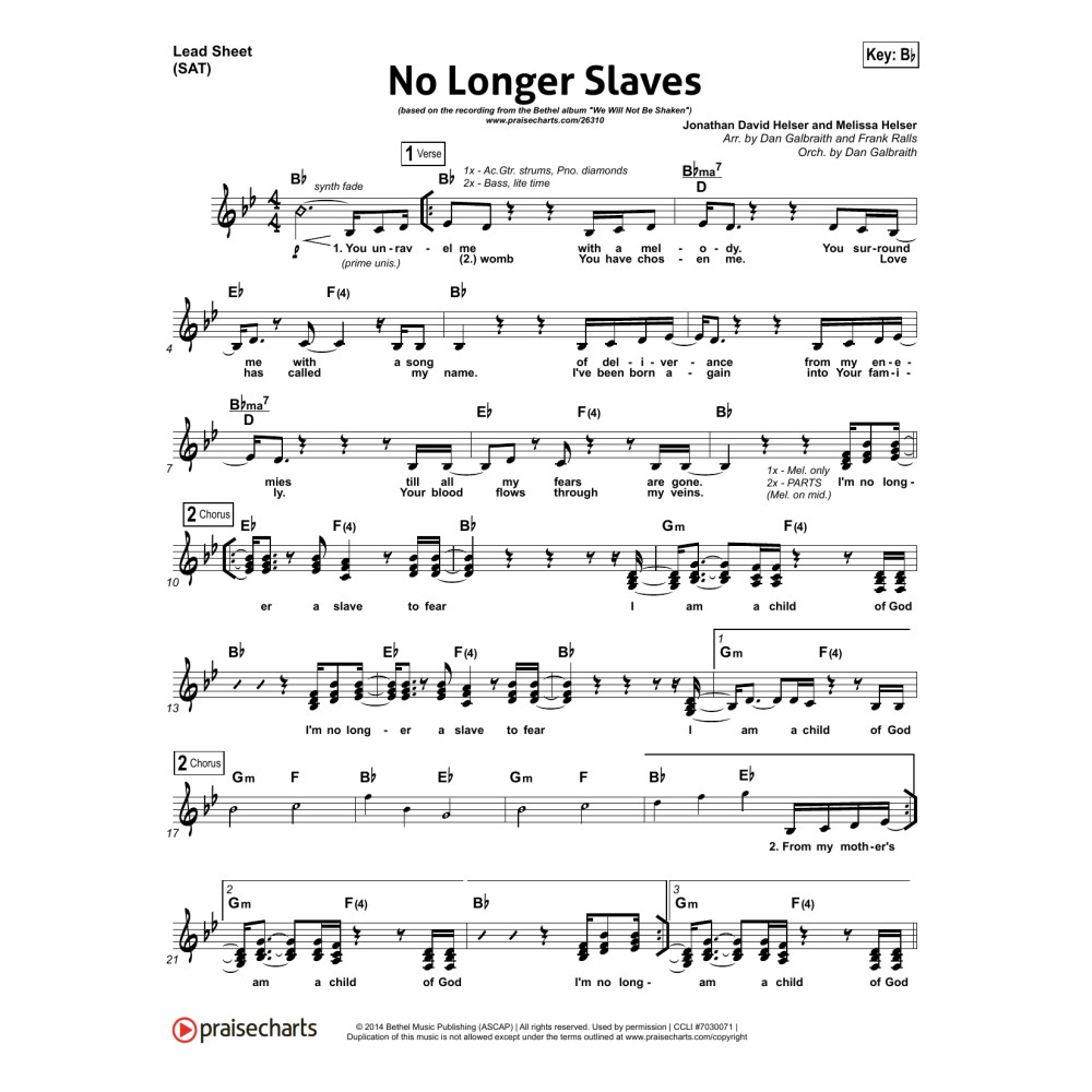 No Longer Slaves - Orchestration
