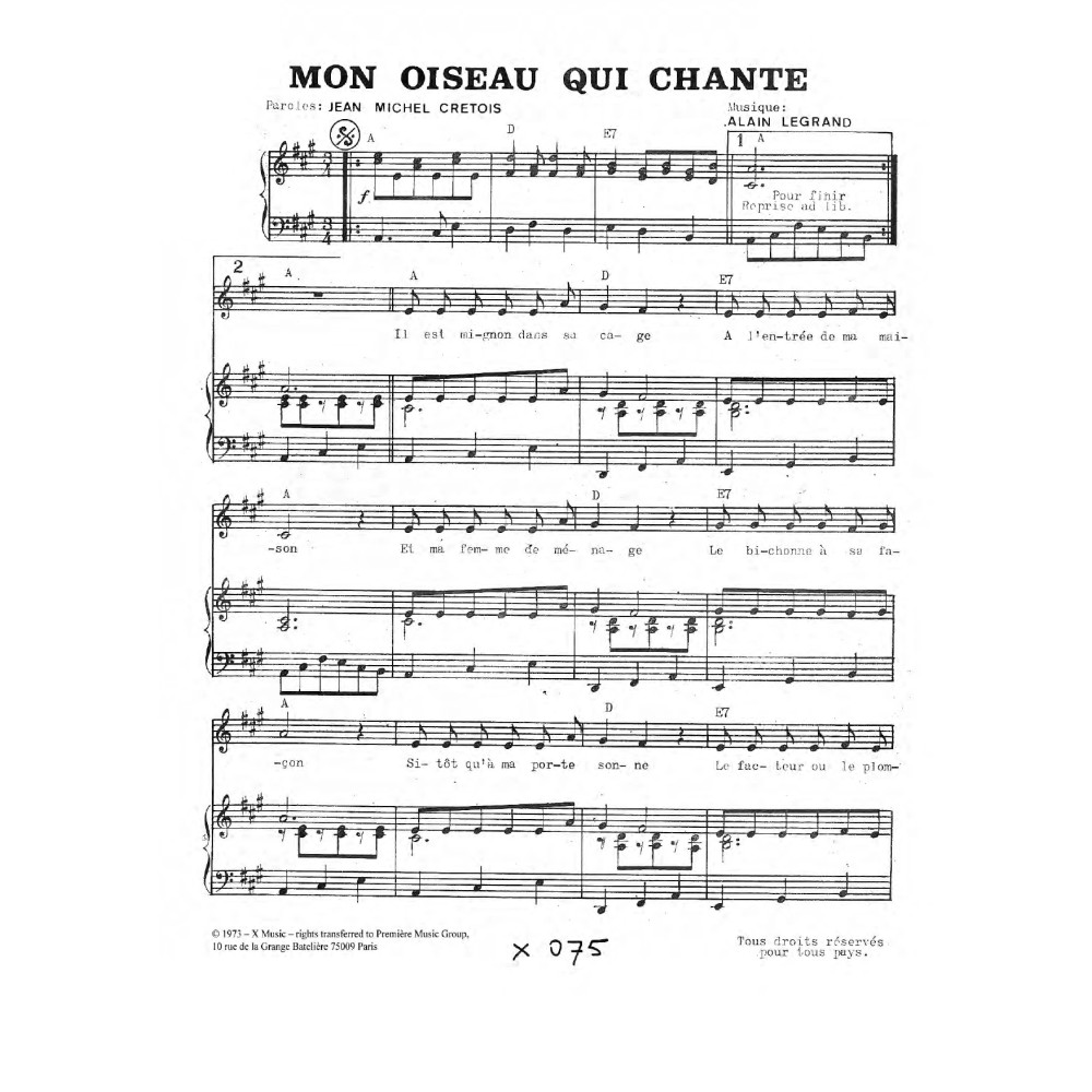 Mon Oiseau Qui Chante