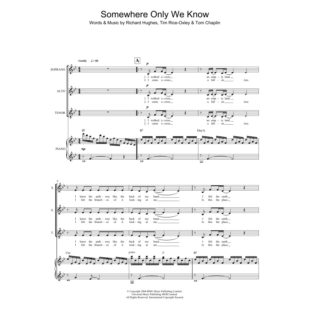 Somewhere Only We Know (arr. Mark De-Lisser)