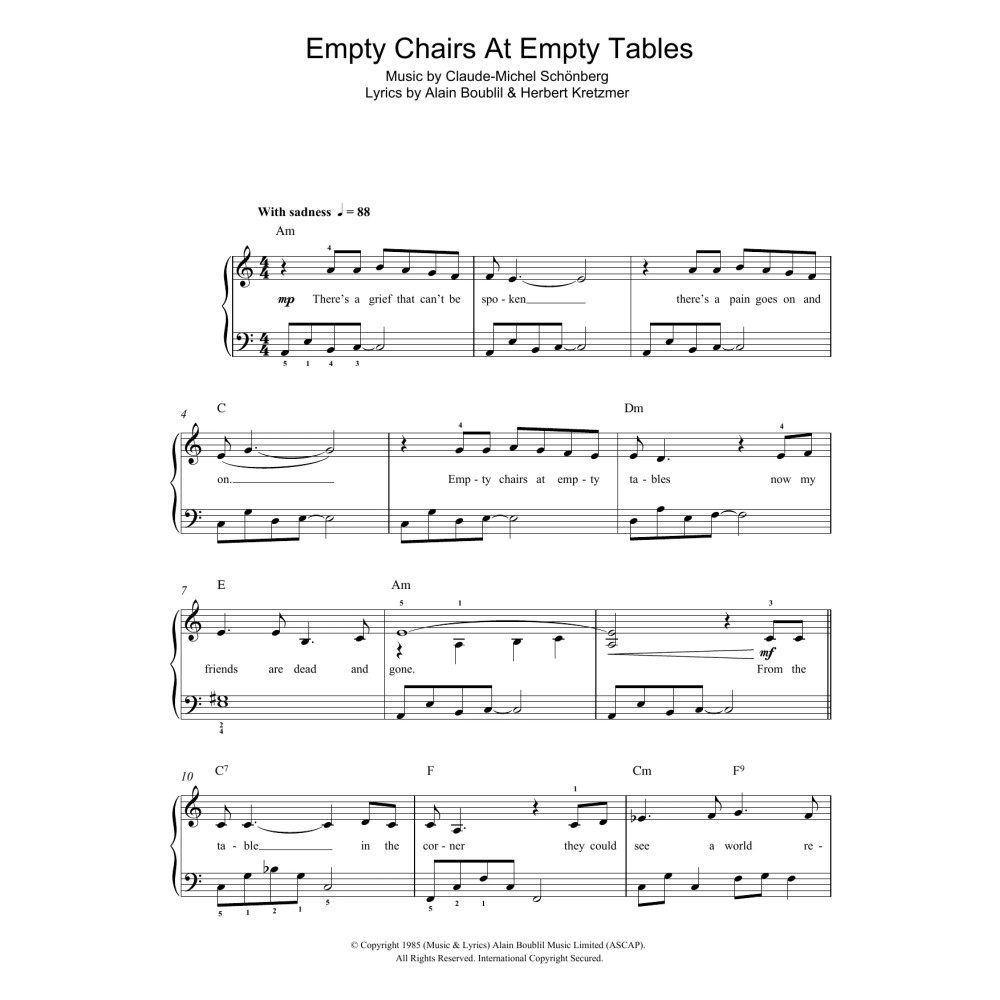Empty Chairs At Empty Tables (from Les Miserables)