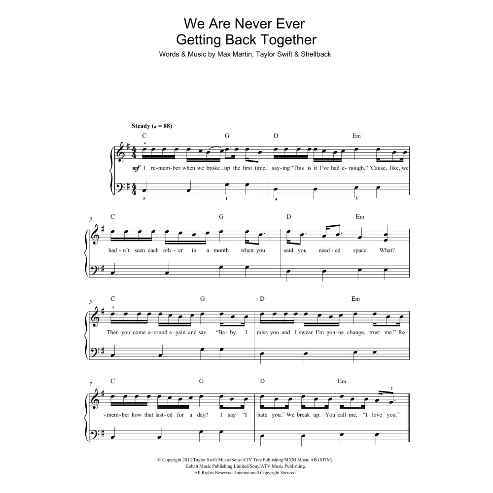 We Are Never Ever Getting Back Together