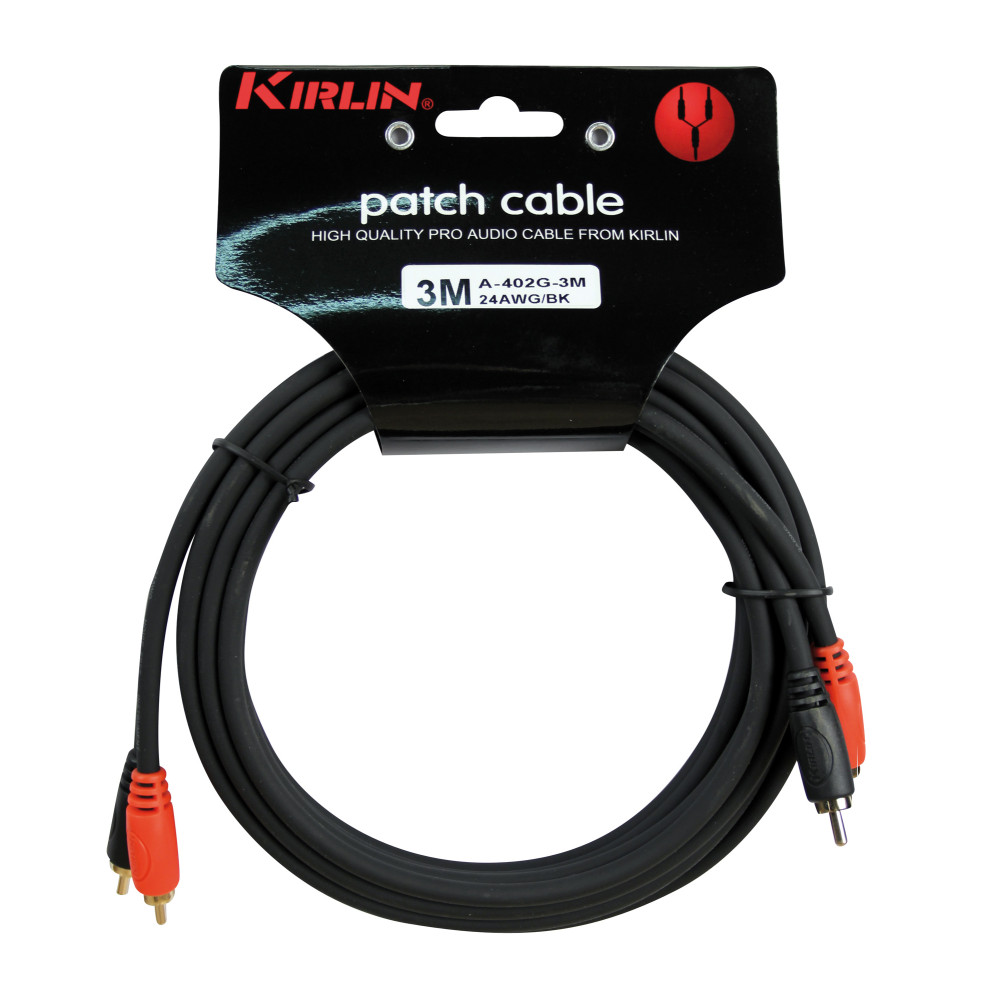 Cable Patch Kirlin 2xrca-2xrca 3m Noir