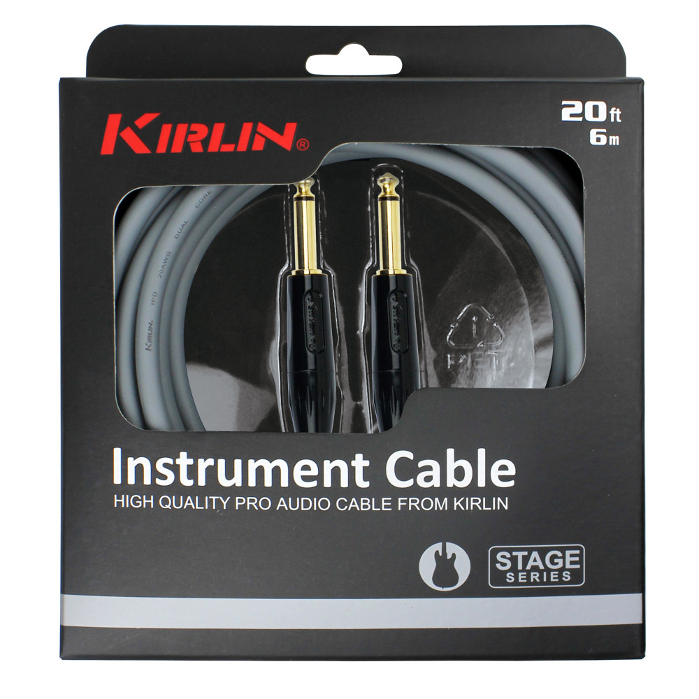 Gitarrenkabel Kirlin 3m Klinke Klinke Grau
