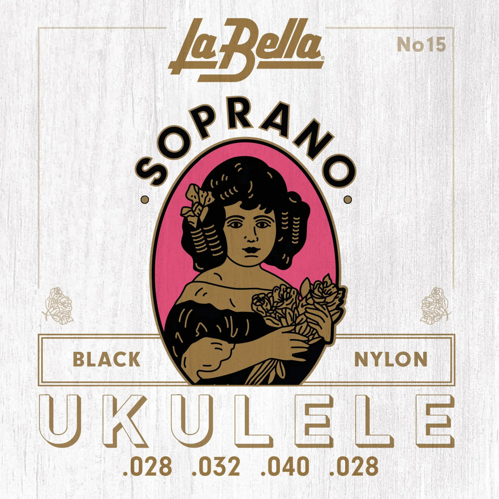 Ukulele-Satz Soprano La Bella Black Nylon