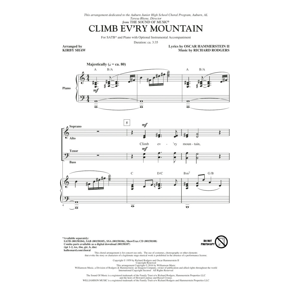 Climb Ev'ry Mountain (from The Sound of Music) (arr. Kirby Shaw)