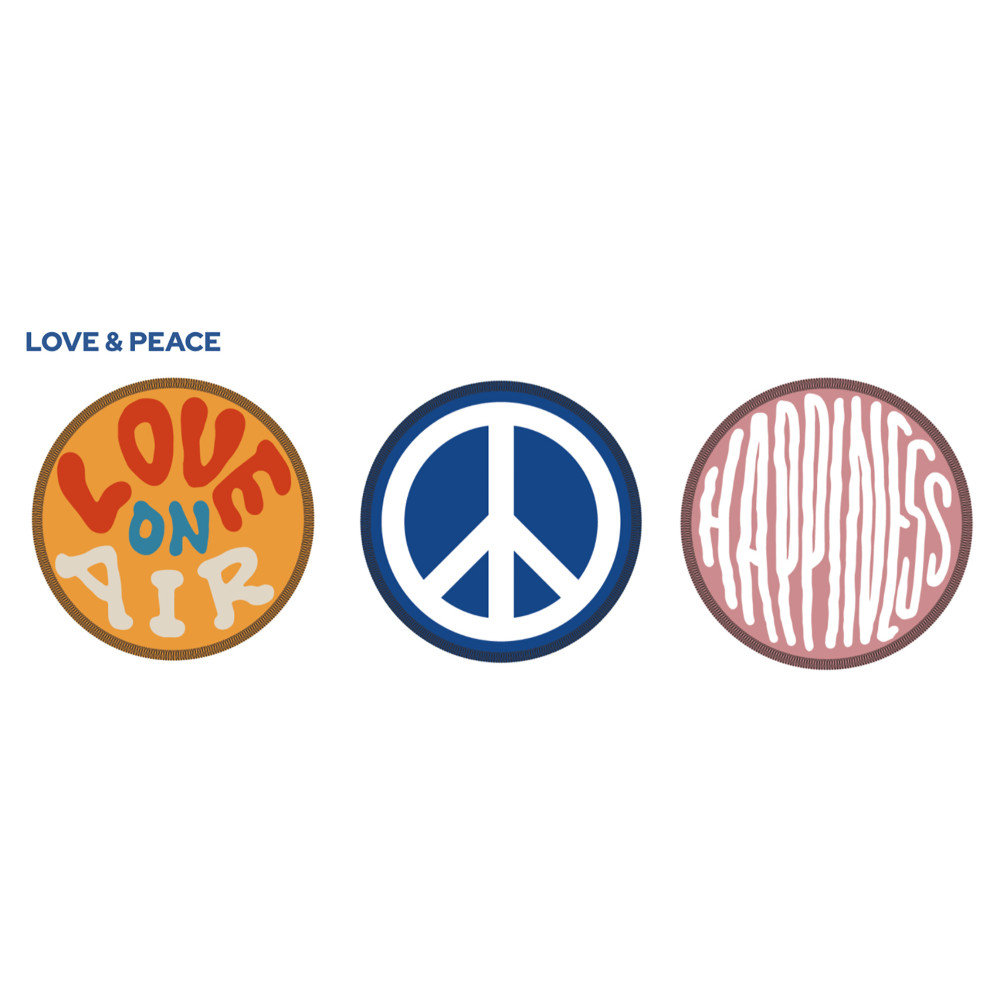 Set 3 Badges Ritter Love And Peace