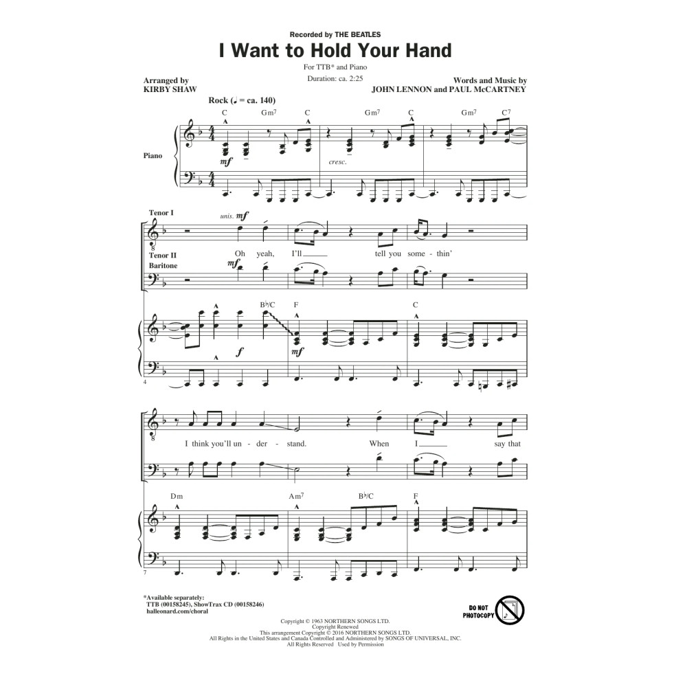 I Want To Hold Your Hand (arr. Kirby Shaw)